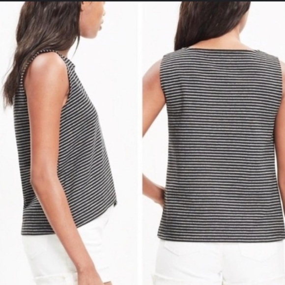 Madewell Striped Crossover Gray Black Striped Cropped Tank Size XS - Picture 4 of 8